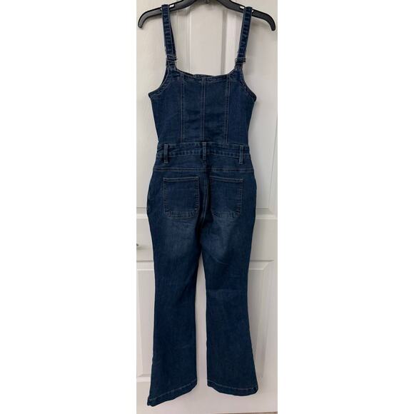 Flamingals Button fly high waist flare overalls XS tall 31 inseam $70 retail NWT - Picture 11 of 11